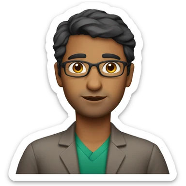 a brown indian science teacher 32 years old with real short hair and thick eyebrows sticker