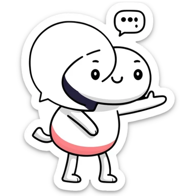 character with playful pose and a speech bubble saying 'what u doing' sticker
