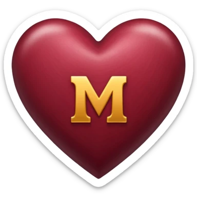 Corazón vinotinto con una m en el centro que se unica sticker