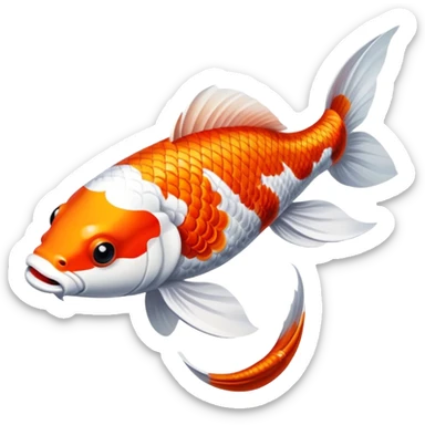 Japanese koi fish, white, and red ￼ sticker