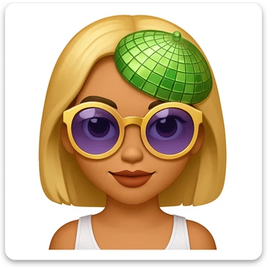Change the disco ball to green color, keep the rest the same, in the style of emoji (apple style emojis) sticker