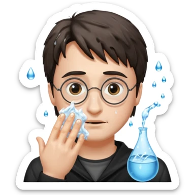 harry potter is washing his face sticker
