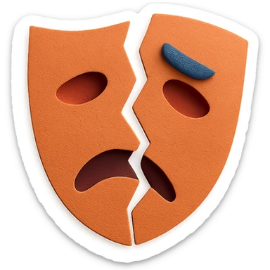 trauma as a broken mask in paper craft style sticker