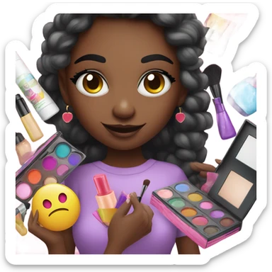 Girl and makeup kit sticker