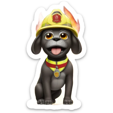 Dog made of fire fighting a tiny gorilla with a mustache  sticker