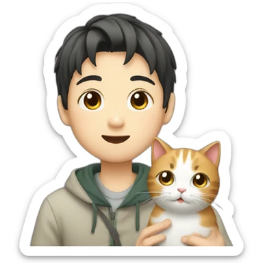 A Japanese boy with cat sticker