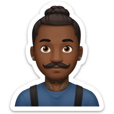 bun hair man and mustache and face tattoos very heavy sticker