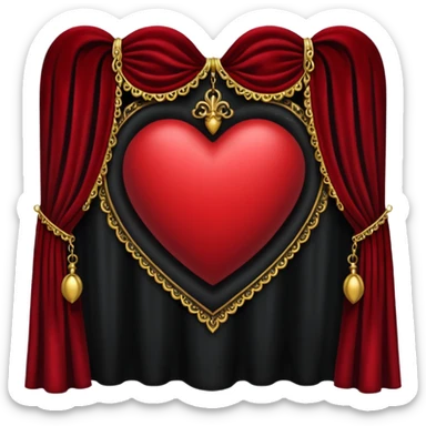heart with gothic black velvet curtains sticker