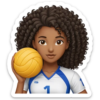 black stanford volleyball plyer girl curly hair sticker
