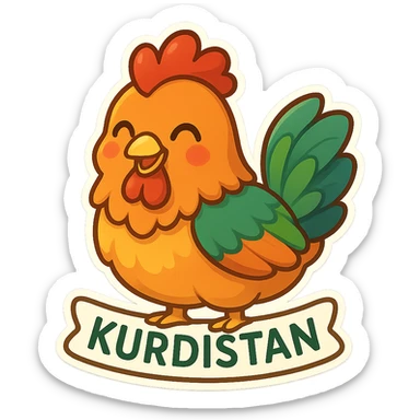 colorful and cheerful cartoon sticker of a Kurdish native chicken from Kurdistan, vibrant colors, no text, transparent background, suitable for WhatsApp and Instagram sticker