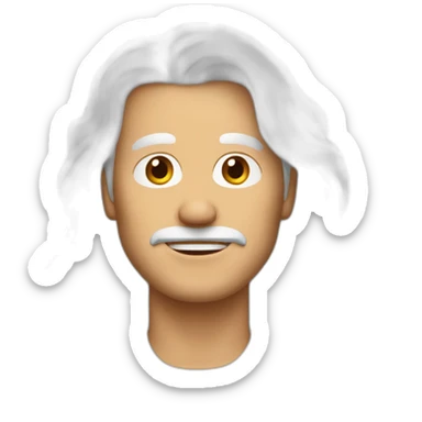Man with long white hair, he has brown bread sticker