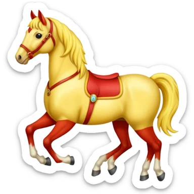 Cavalo vermelho e amarelo pastel sticker