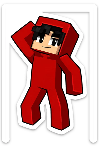 Extract the red character on the right from the image as a separate image with a transparent background, preserving details and colors. sticker