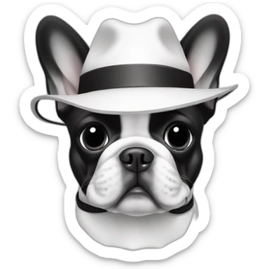French bulldog with traveler hat black and white sticker