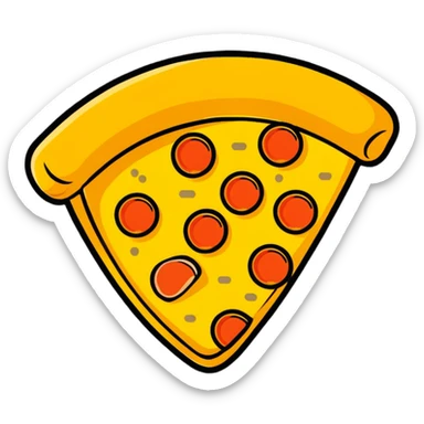 shiny golden pizza slice with gold toppings sticker