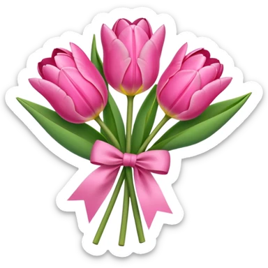 Pink tulips with a bow sticker