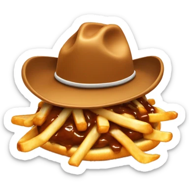 Poutine with cowboy hat sticker