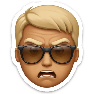 Angry face with sun glasses sticker