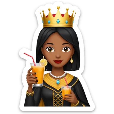 black queen with drink sticker