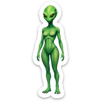 reptilian alien woman, full body, full figure sticker