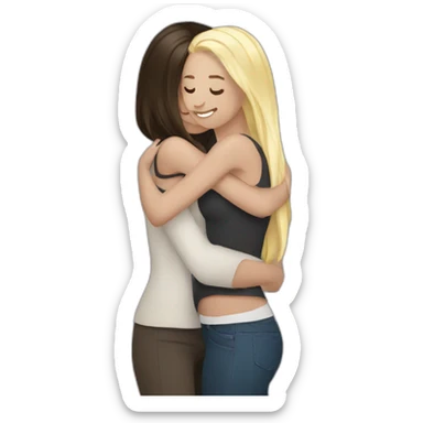 woman brunette hugging woman blonde sticker