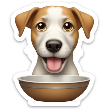 Dog with a bowl in mouth  sticker