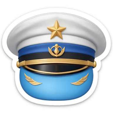 white captain hat with blue circle closeup alone sticker