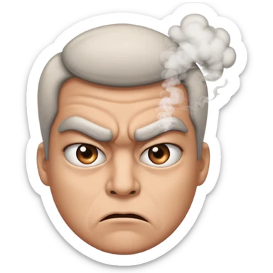 Angry emoji with rolling eyes and smoke coming from nose sticker