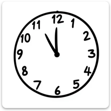 Hand-drawn analog wall clock with numbers sticker