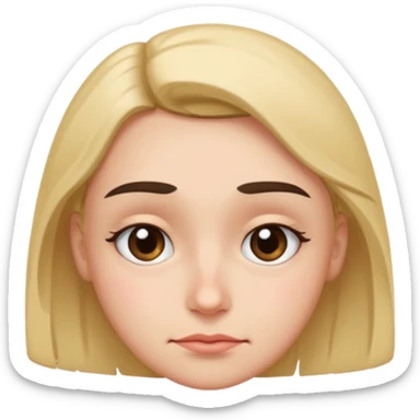 Squinty eyes sad eyebrows and a soft smile sticker