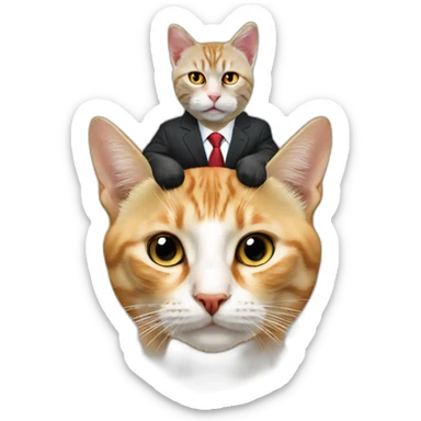 cat sitting on the head of Vladimir Putin sticker
