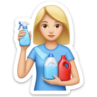 woman holding laundry detergent sticker