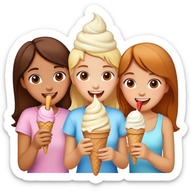three girls eating ice cream sticker