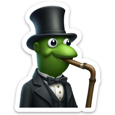 A gentleman pickle with monocle top hat and cane sticker