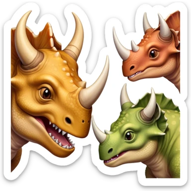 faces of different triceratops sticker