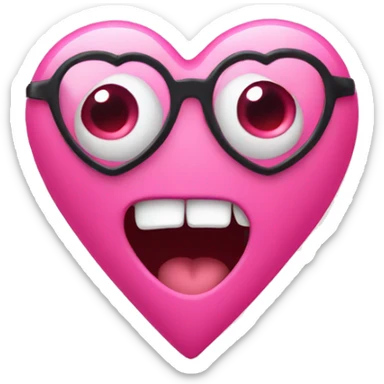 A pink heart with four eyes  sticker