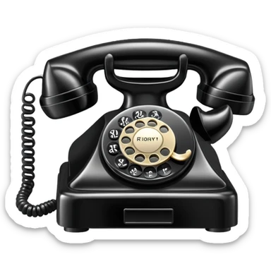 black telephone, classic rotary dial phone sticker