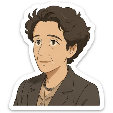 ghibli style portrait of Hannah Arendt with a neutral background sticker