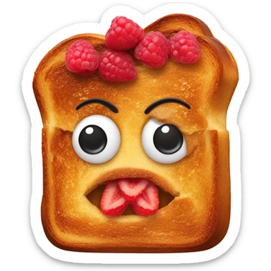 French toast with raspberries that have faces on top sticker
