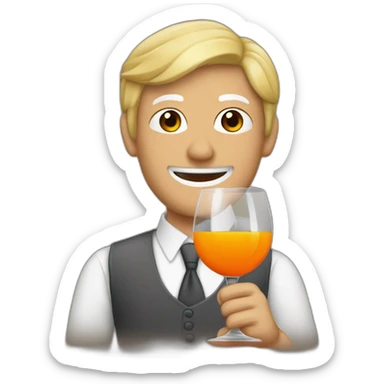 Copa de vino con una naranja sticker