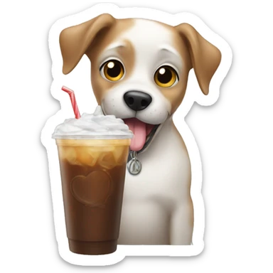 Dog drinking iced americano sticker