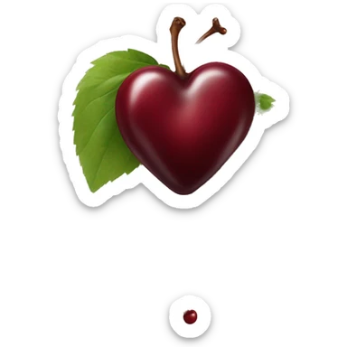 heart-shaped burgundy cherries on single stem sticker