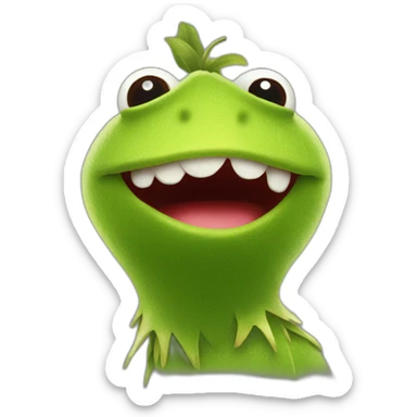 Kermit-kiwi fruit sticker