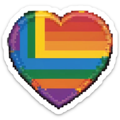 LGBT flag emblem, 40x40 pixels, vibrant rainbow stripes, inspired by Habbo Hotel badge style sticker