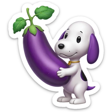Snoopy with an eggplant sticker