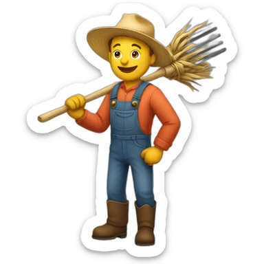 Farmer holding a pitchfork sticker