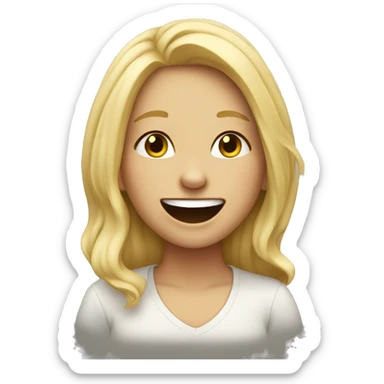 Blonde girl laughing with tears sticker