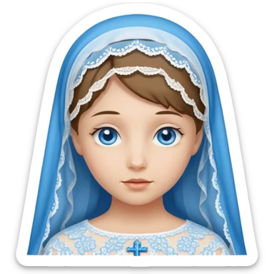 Girl with blue eyes Catholic veil lace  sticker