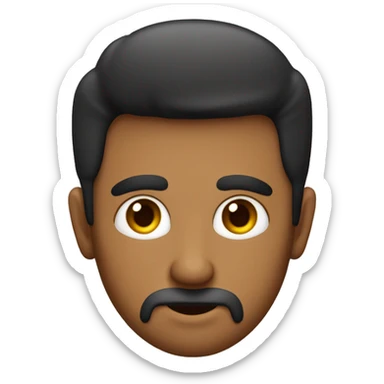 Hombre con color de piel oscura ojos un poco chios sin barba con elo cafe,lacio y no muy largo, ojos marrones sticker