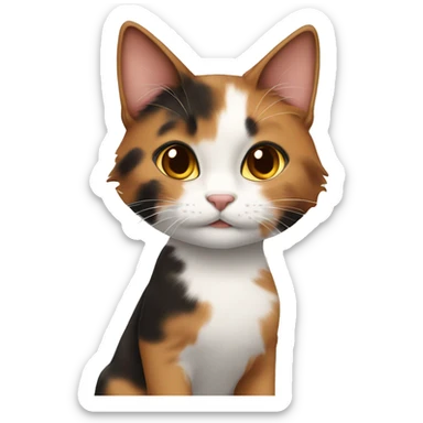Calico cat with brown hair girl sticker
